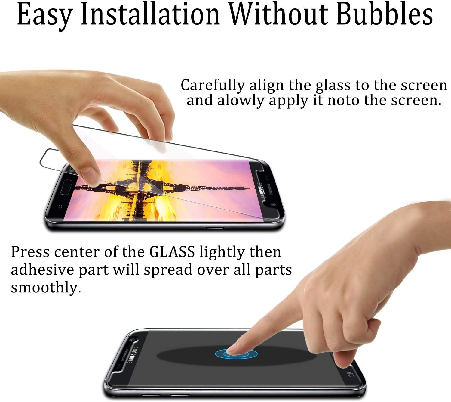 [2-Pack] KATIN For Samsung Galaxy S7 Tempered Glass Screen Protector No-Bubble, 9H Hardness, Easy to Install