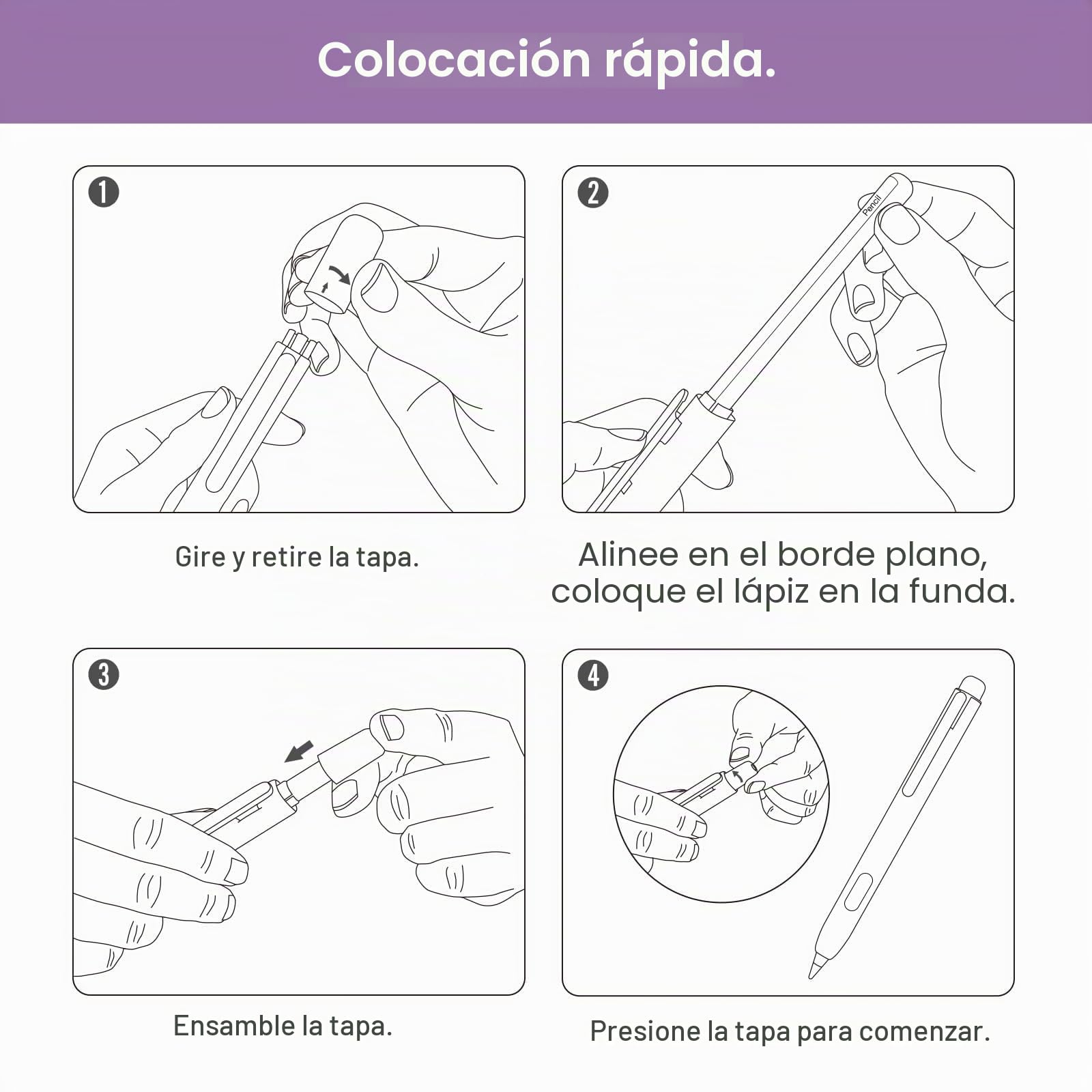 MoKo Funda Compatible con Apple Pencil 2ª Generación, Apple Pencil Funda Protectora Retráctil con Clip Resistente, Apple Pencil Funda PC Dura, Soporta Doble-Tap, Morado
