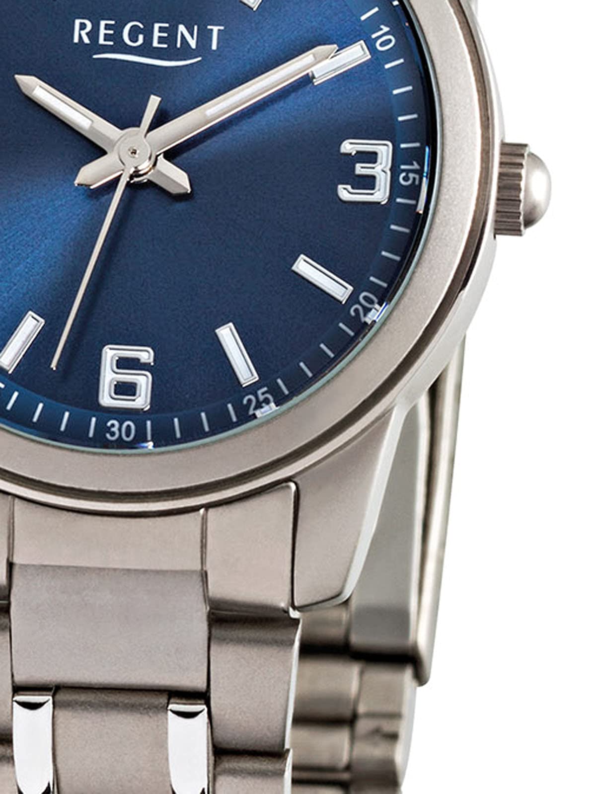 REGENT Damenuhr mit Titanband Titan Gehäuse und Faltschließe Klein Leicht Arabische Zahlen Quarz 27 MM Durchmesser