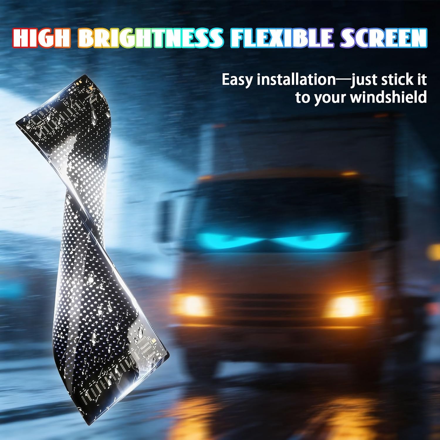 LED Eyes for Truck Windshield 23.4x4.7in - 2PCS Programmable Devil Eyes Light, USB Powered, App/Remote Control, IP65 Waterproof, Ojos Led para Carro for Semi Trucks/Buses/Cars/SUVs