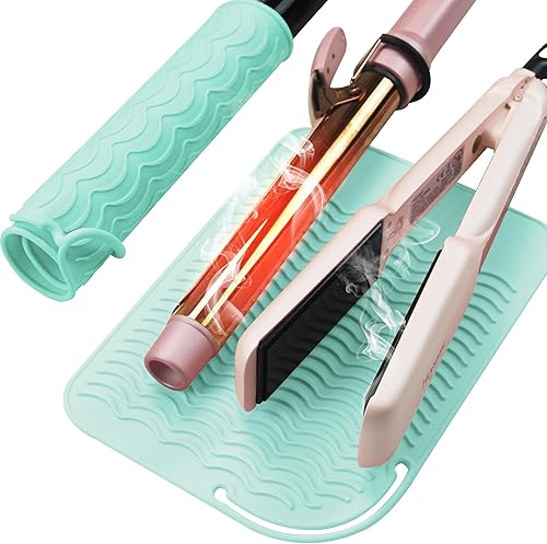 Miniatura 13 de Heysam Alfombrilla de silicona resistente al calor para herramientas para el cabello, almohadilla térmica, cubierta de alfombra de viaje para