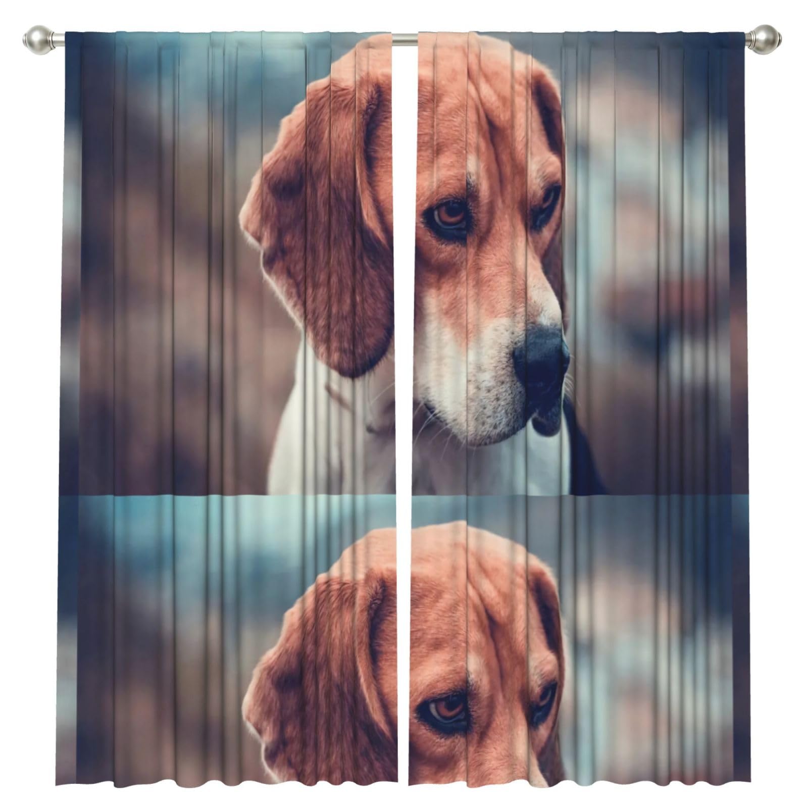 InOmak Beagle Dog, 2 Panels Window Curtains 52 x 84 Inch Blackout Curtains for Living Room Bedroom