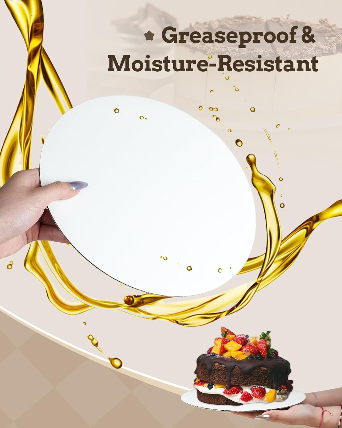Cake Boards 10 inch Round, 7 Pack Food-Graded Cardboard Cake Rounds, Waterproof and Oil-Proof Cake Plates, Sturdy Corrugated Cake Base, Ideal for Baking, Cake DIY, Dessert and Crafting - Image 3