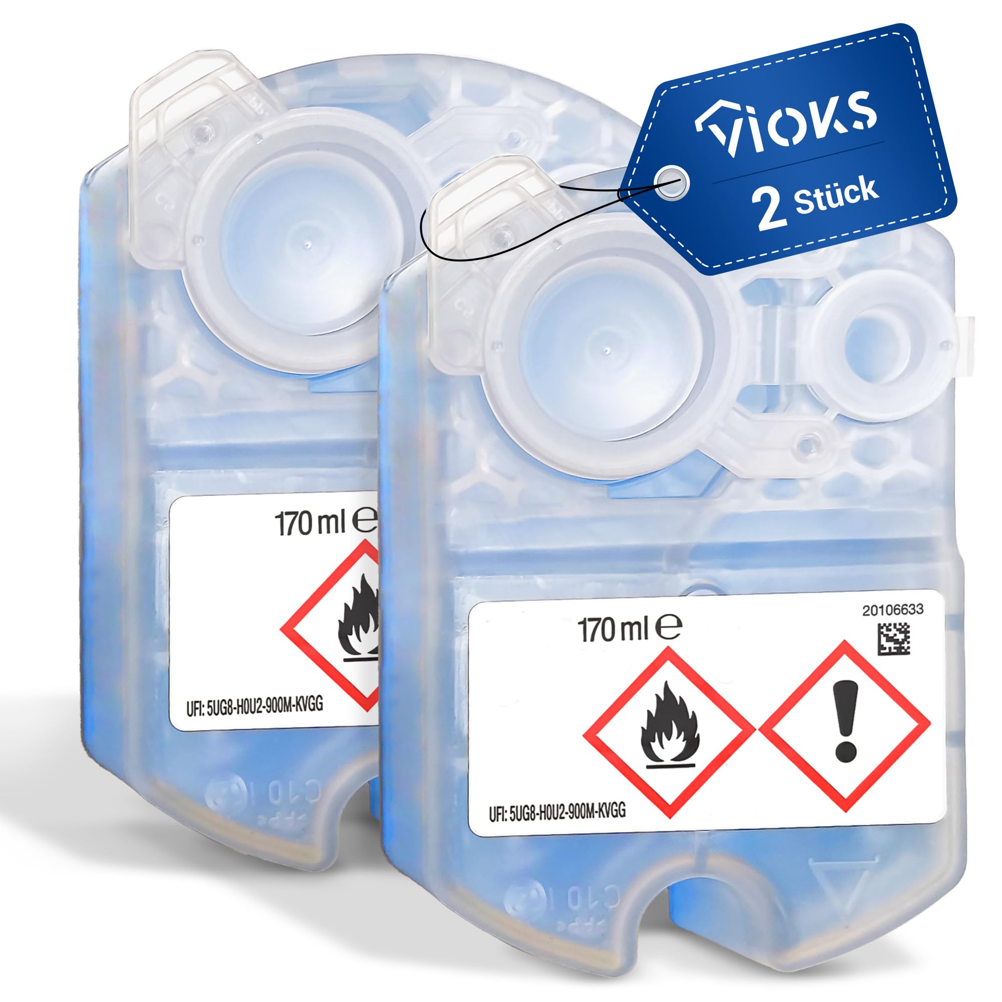 VIOKS 2 cartuchos de limpieza de repuesto para Braun CCR2, 340 ml, desinfectante para afeitadoras Clean&Charge