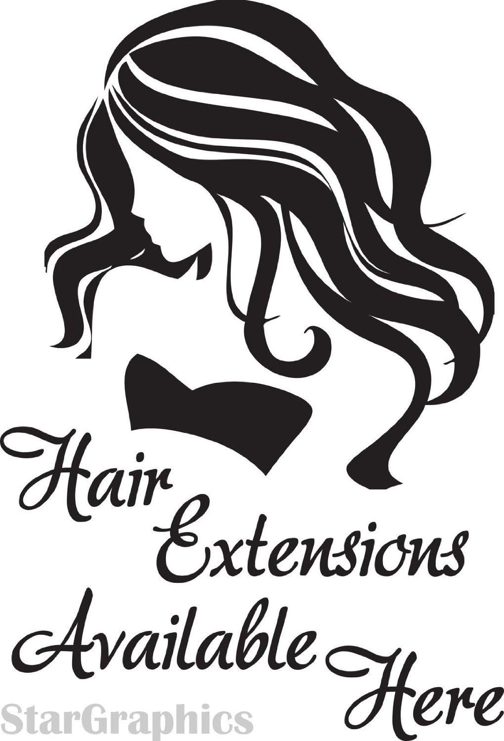 Leisure4U Hairdresser Hair Extensions Salon Shop Window Sign Wall Design Decor Sticker Decal Removable Vinyl Name Wall Art Decal