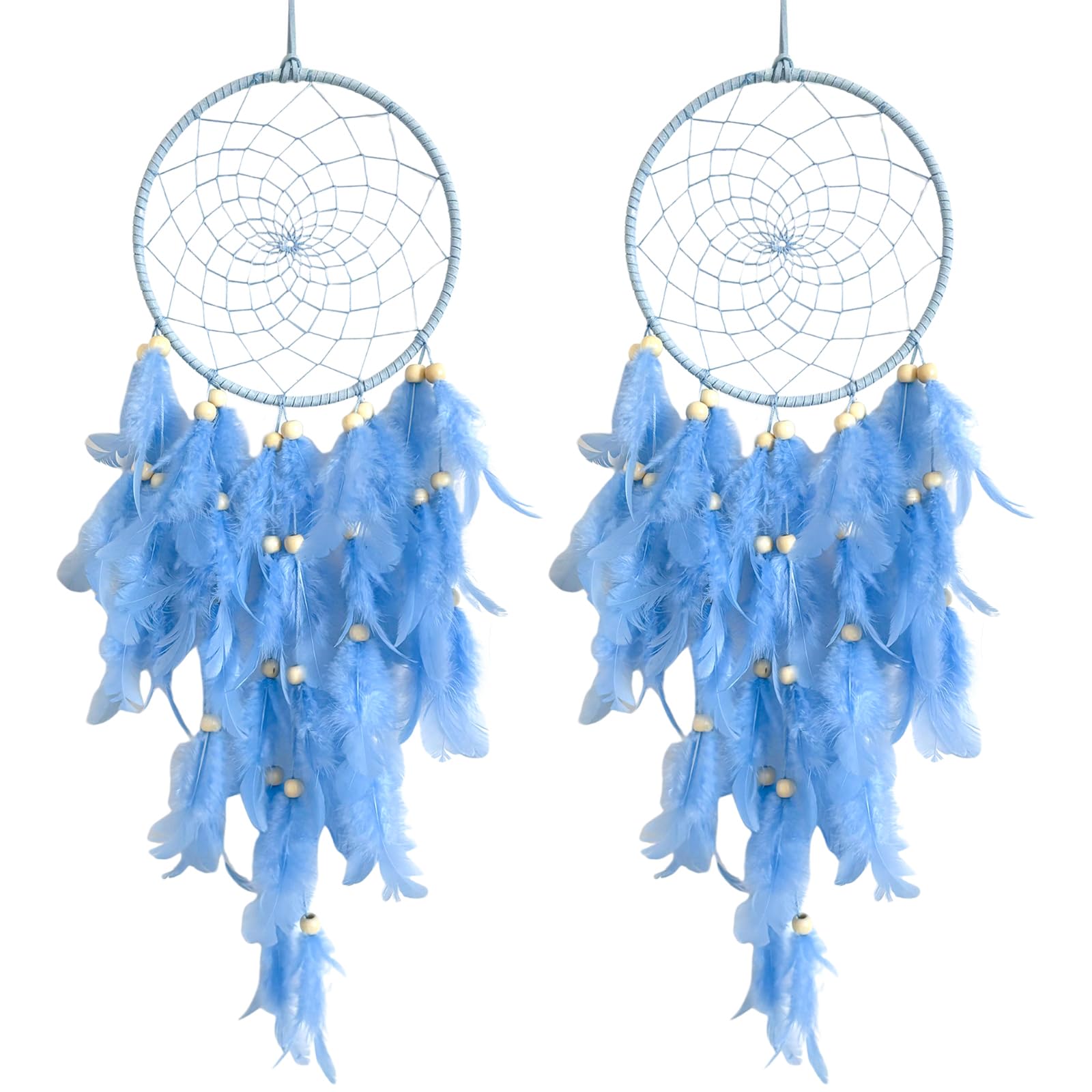 Muiltvoe 2 PCS Dream Catchers Large Dream Catcher Handmade Dreamcatcher Beads and Feathers Lace Dreamcatchers Festival Gift for Kids Teens Adult Friends for Bedroom Living Room Home Decor