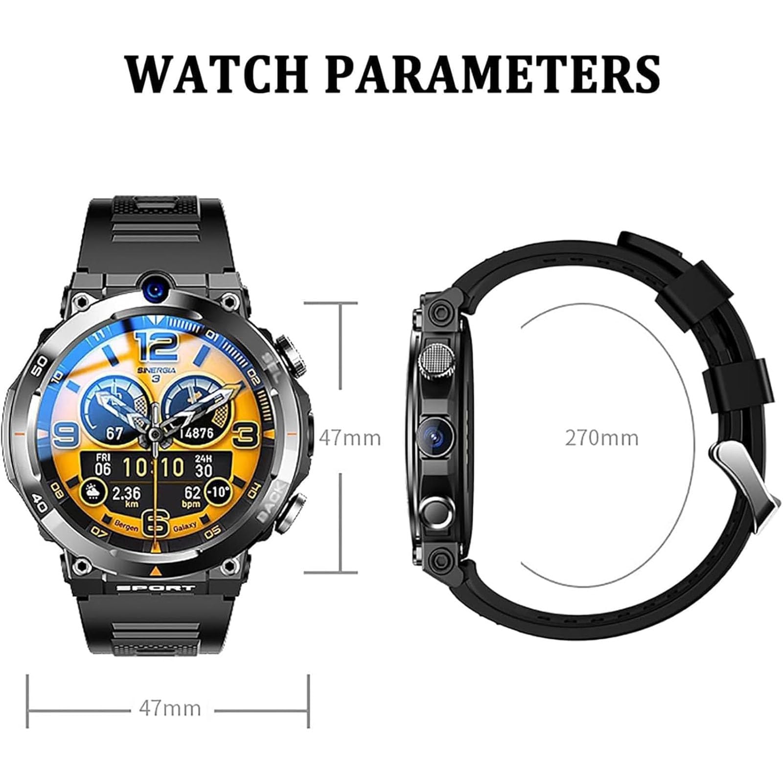 Smartwatch 4G SIM Card con doppia fotocamera HD, NFC, WiFi integrato, posizionamento in tempo reale LBS e GPS, batteria 900 MA, schermo rotondo da 1,39 pollici per uomo