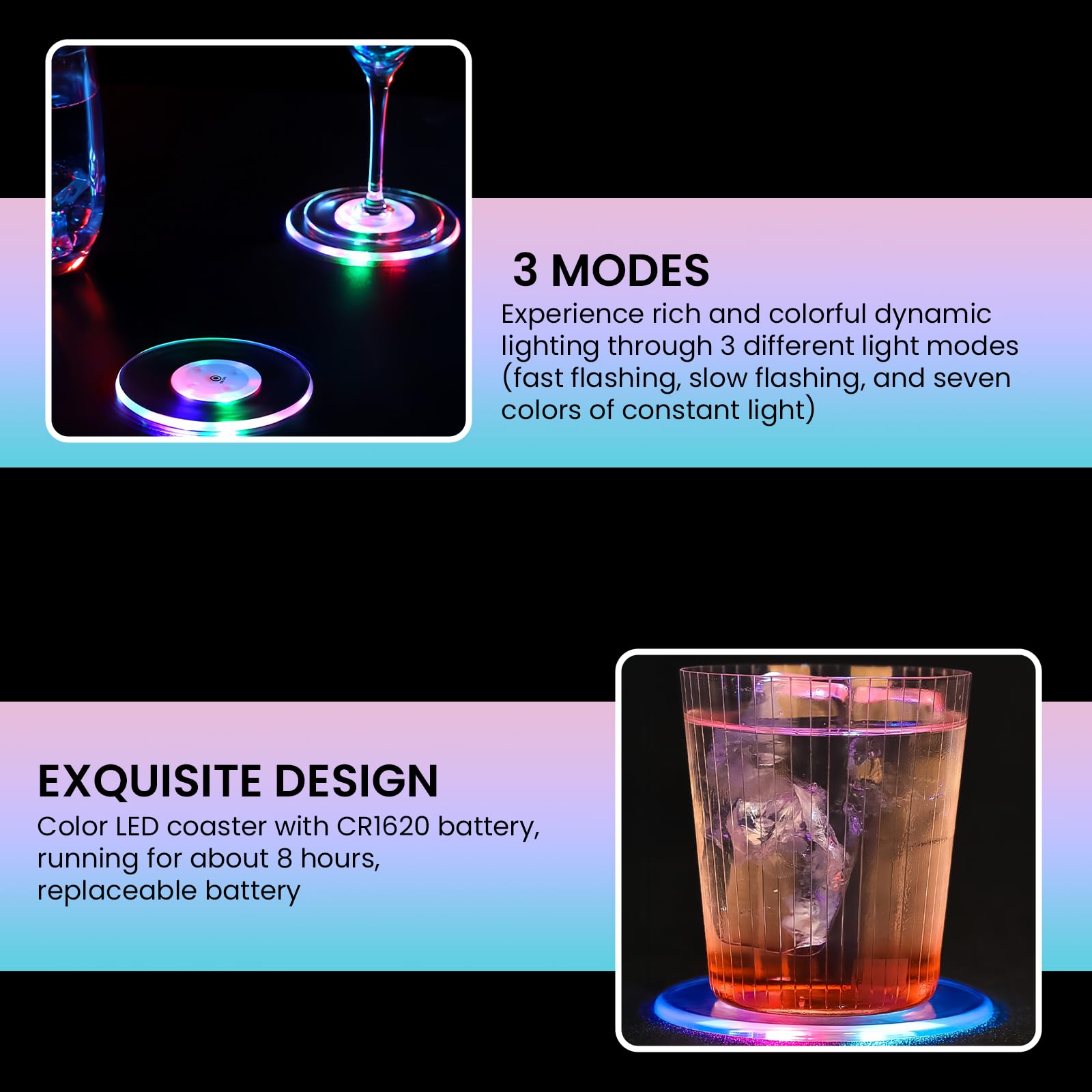 Dessous De Verre LED Lot De 10 Sous-verres LED Multicolores | Acrylique Rond Imperméable | 3 Modes (fixe, Clignotant) | Pour Fêtes, Bars, Mariage Sous Verre Lumineux Led Dessous De Verre LED Lot De 10 Sous-verres LED Multicolores | Acrylique Rond Imperméable | 3 Modes (fixe, Clignotant) | Pour Fêtes, Bars, Mariage Sous Verre Lumineux Led