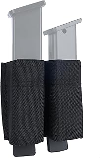Double 9mm .40 .45 Magazine Holder, Open-Top MOLLE Pistol Magazine Pouch with Quick-Release Mag