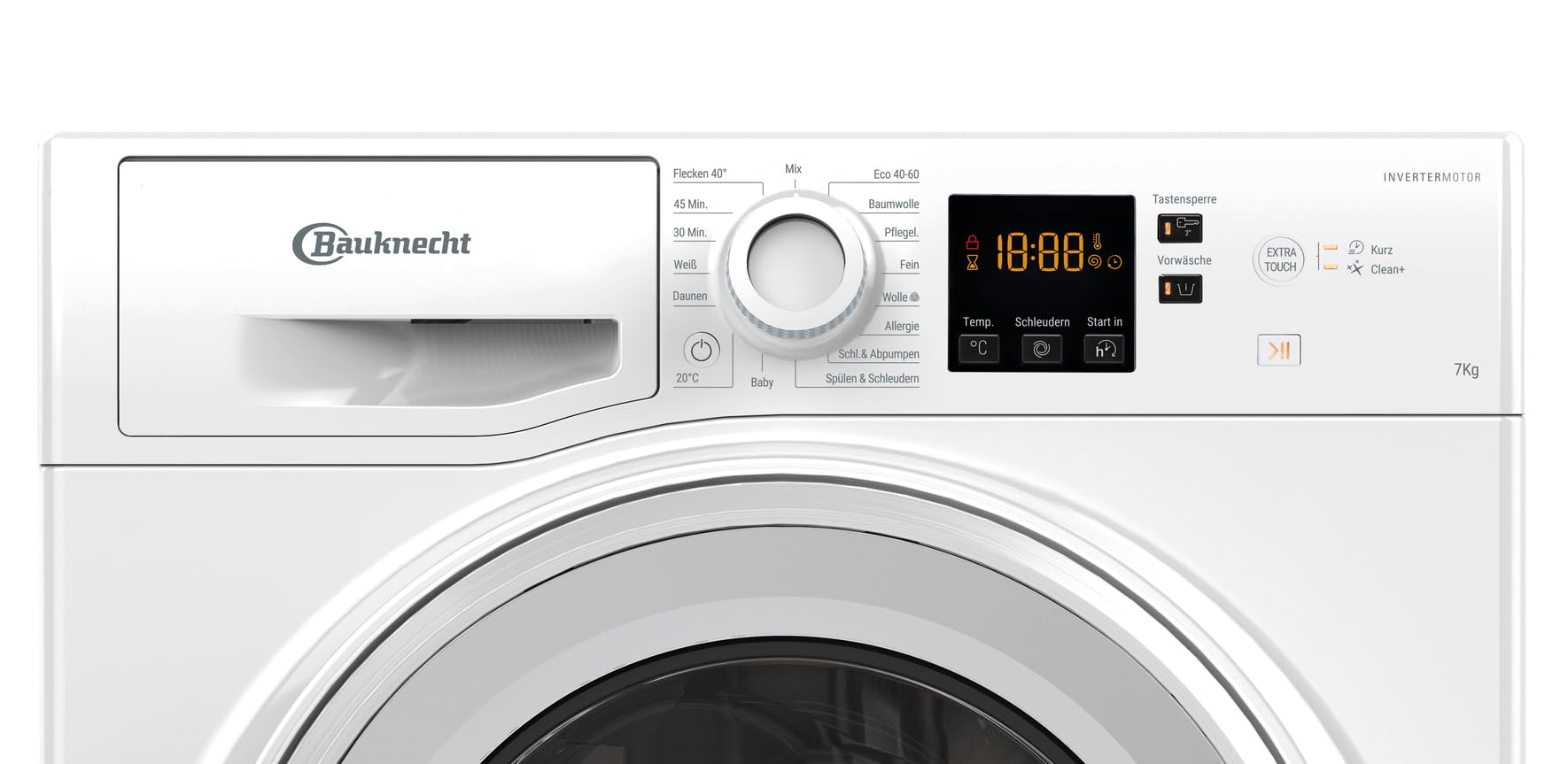 Bauknecht BW 719 A Machine à laver à chargement frontal / 7 kg/Classe d'efficacité énergétique A/Enlèvement puissant des taches/Court 45 / Clean Plus/Court 30 / Anti-allergie Plus/Quantité