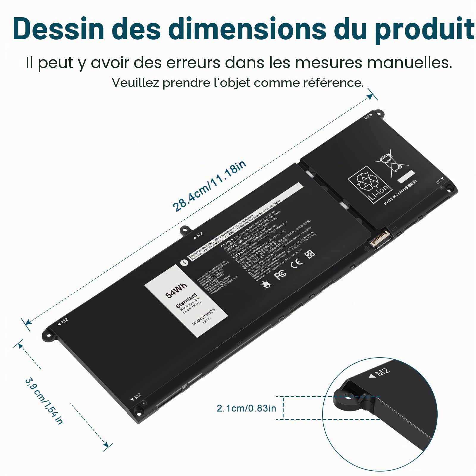 ASUNCELL V6W33 Batterie d'ordinateur Portable pour Dell Vostro 5510 5515 3510 3420 3520, Latitude 3520 3320 3420 3330, Inspiron 5510 5410 3511 3525 5410 3510 5625 3515, 15V/54Wh