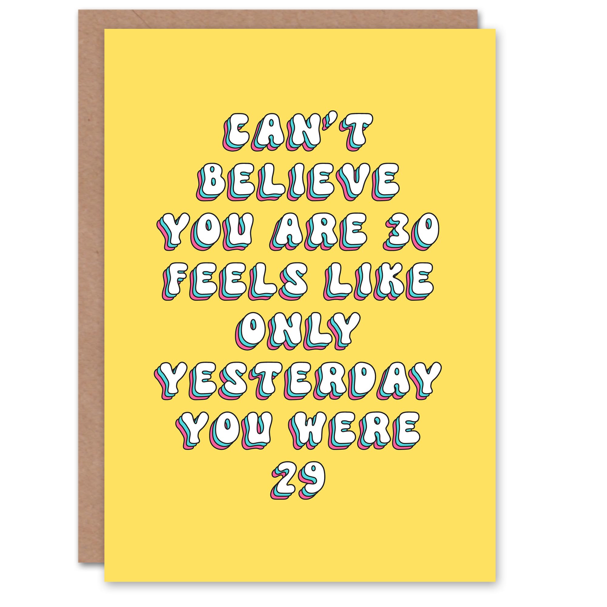 Artery8 Women's Birthday Card - 30th Milestone - Yellow