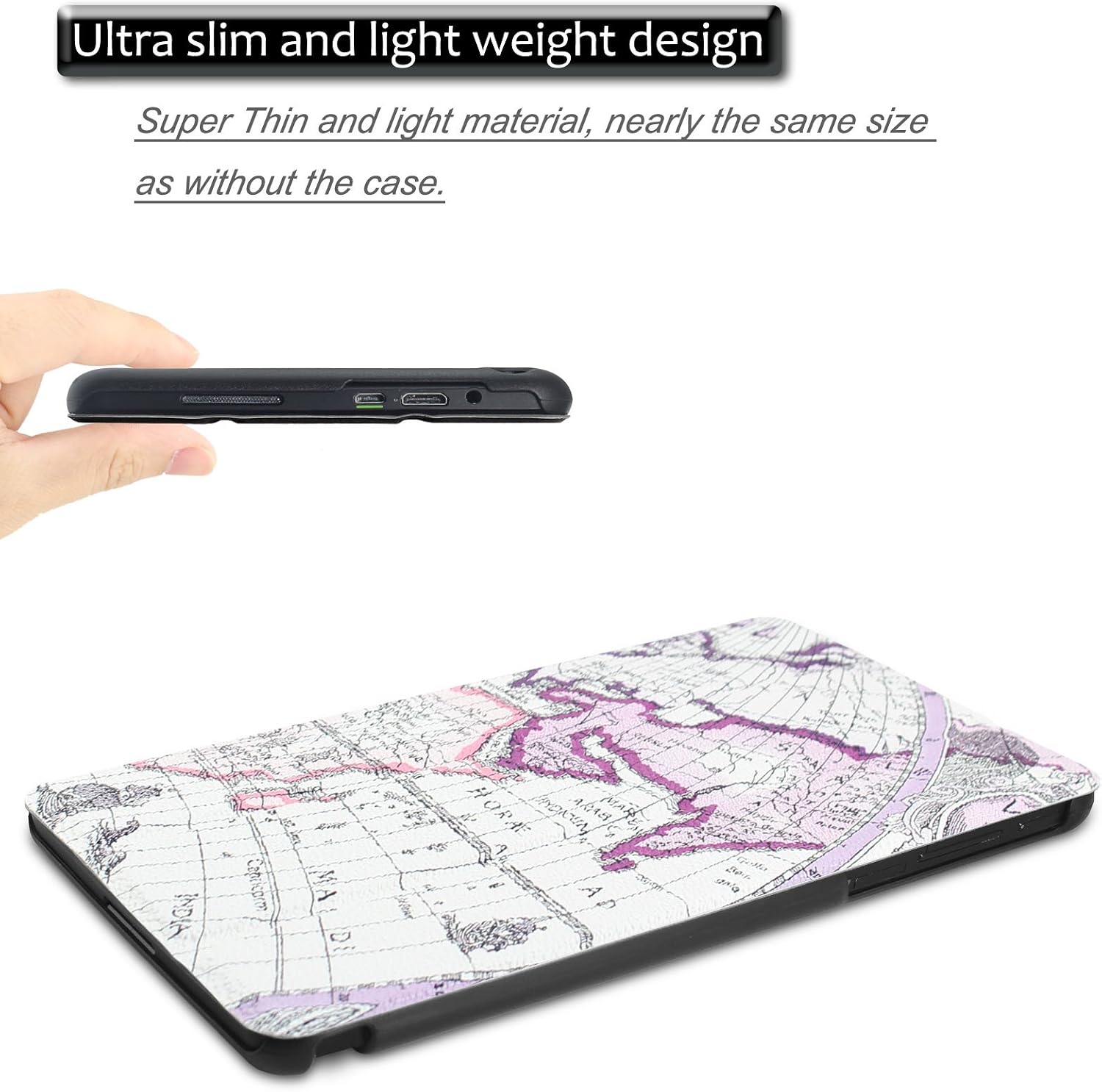 Infiland NVIDIA Shield Tablet K1 Case - Slim Shell Case Cover for 2015 Nvidia Shield K-1 8.0-Inch (Newest Version) / 2014 NVIDIA Shield 2 Tablet 8-Inch (with Auto Wake/Sleep Feature), Map Purple