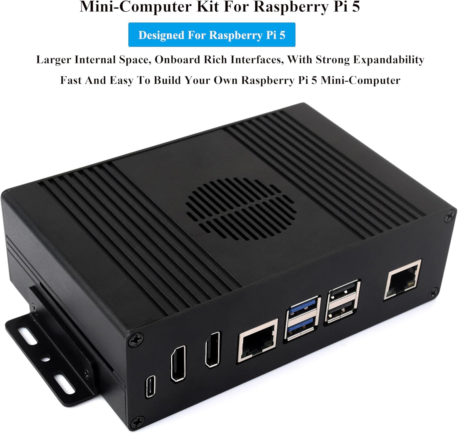 Multi-Functional All-in-One Mini-Computer Kit Compatible with Raspberry Pi 5, Pi5 PCIe Box Includes Aluminum Alloy Case, PCIe to Gigabit ETH Adapter, Pi5 HDMI and Type-C Adapter Board