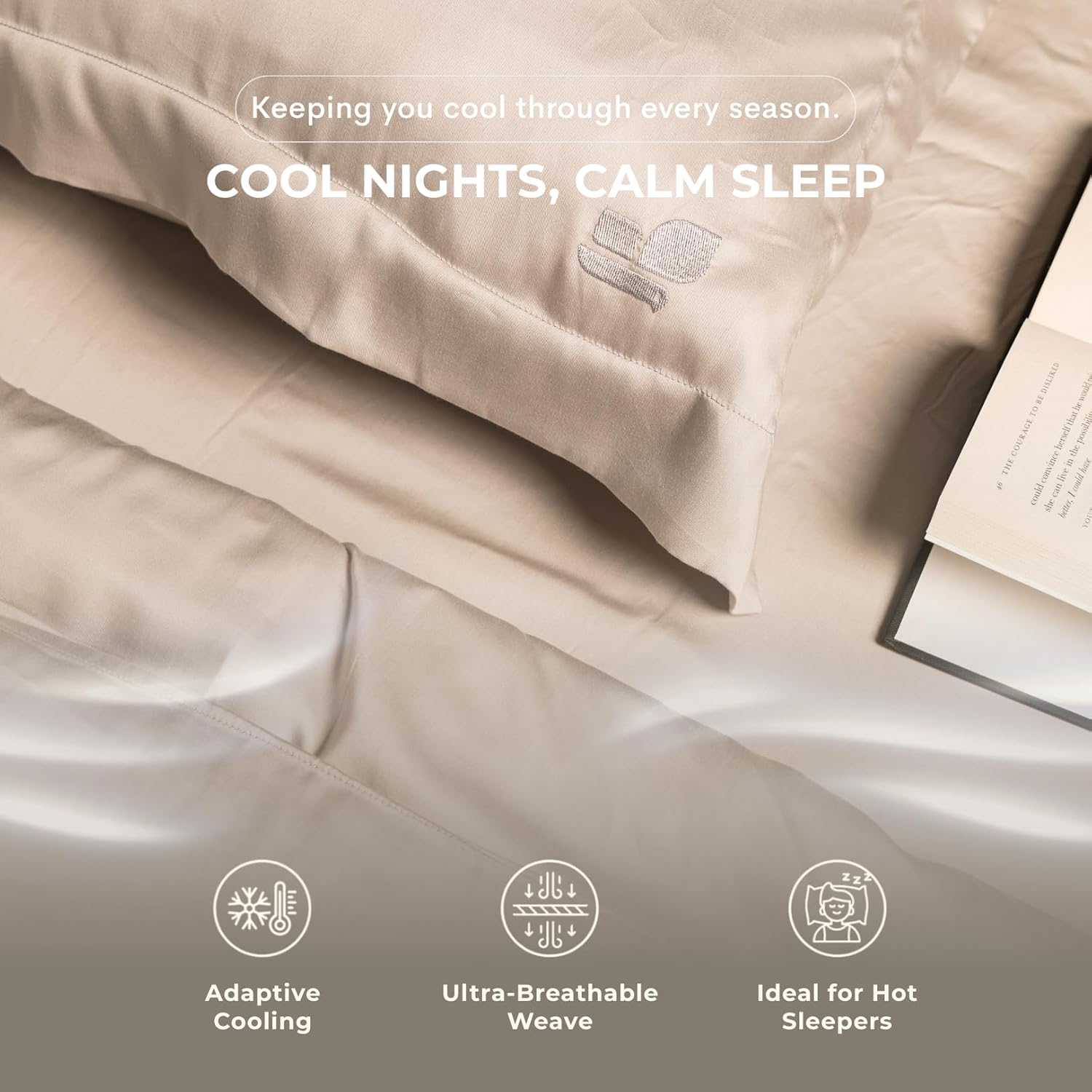 100% Eucalyptus Tencel Duvet Cover King, Luxury Cooling Comforter Cover Set, 4 Corner Loops, 1 Oversized Hotel Duvet Cover, 2 Shams, Silky Soft Lightweight (Oat Milk, 3PC King) - Image 6