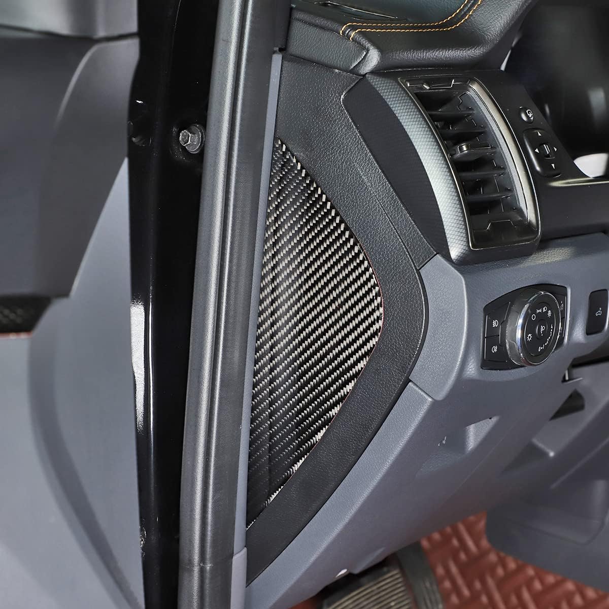 Fit for Ford Ranger 2015 2016 2017 2018 2019 2020 2021 Real Carbon Fiber Car Front Row Door Crash Buffer Panel Mat Decorative Sticker Protection Car Interior Accessories