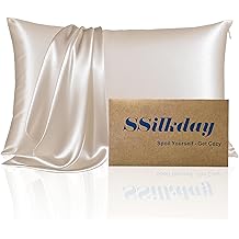 Mulberry Silk Pillow Cases with Zipper, Ultra Smooth Soft Breathable Cooling Pillow Cases for Hot Sleepers, Silk Satin Pillowcase for Hair and Skin, Gifts for Women (Beige, Standard Size, 1 Pack)
