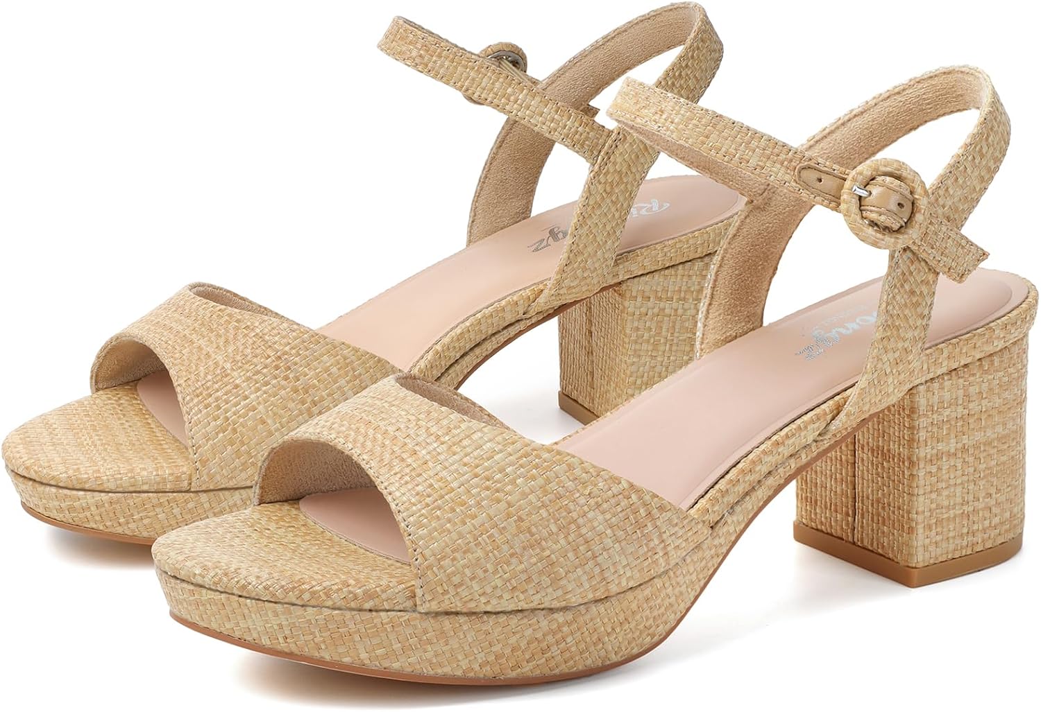 RIBONGZ Women's Platform Heels Chunky Block Heel Sandals Open Round Toe Strappy High Thick Heeled with Ankle Strap Comfortable Sexy Dressy Heels Work Wedding Party Office Casual Shoes - Image 7