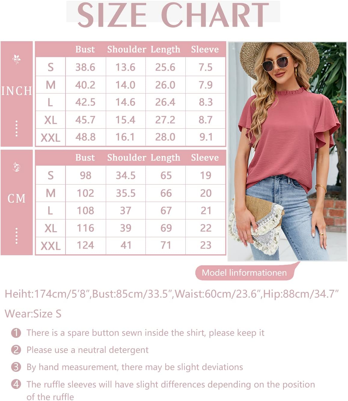 Aifer Womens Summer Ruffle Short Sleeve Dressy Casual Blouses Mock Neck Tops Elegant Work Shirts - Image 6