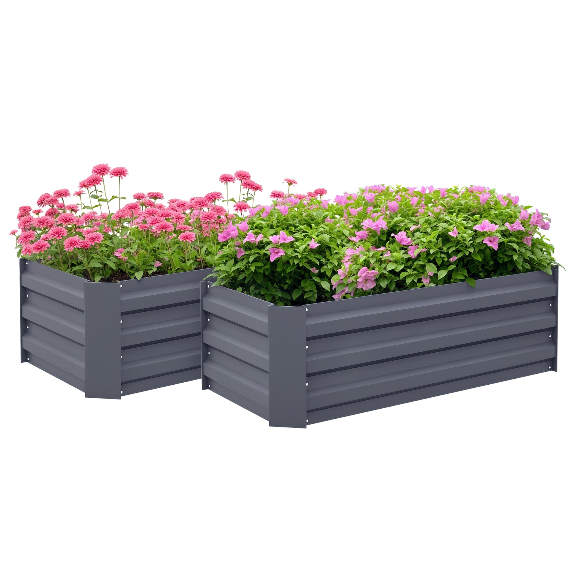 Outsunny Lot de 2 carré Potager de Jardin dim. 100L x 50l x 30H cm - tôle d'acier ondulée Gris