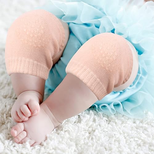 Miniatura 6 de SATINIOR 8 pares de rodilleras antideslizantes unisex para bebés, protectores de rodilla para aprender a gatear, calcetines calentadores de piernas