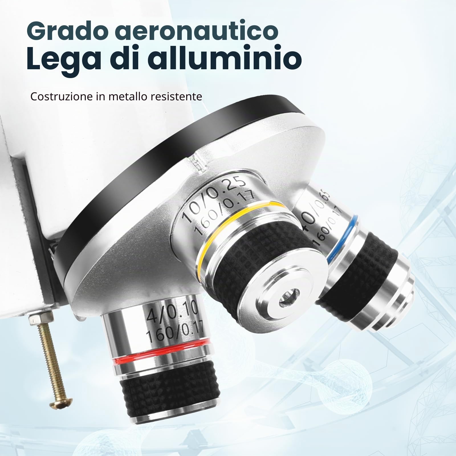 40-2000x microscopio in metallo professionale per adulti e bambini, con oculari 10x e 25x, 4x 10x 40x obiettivi, 2x lenti e set di accessori, ideale per biologia e metallurgia