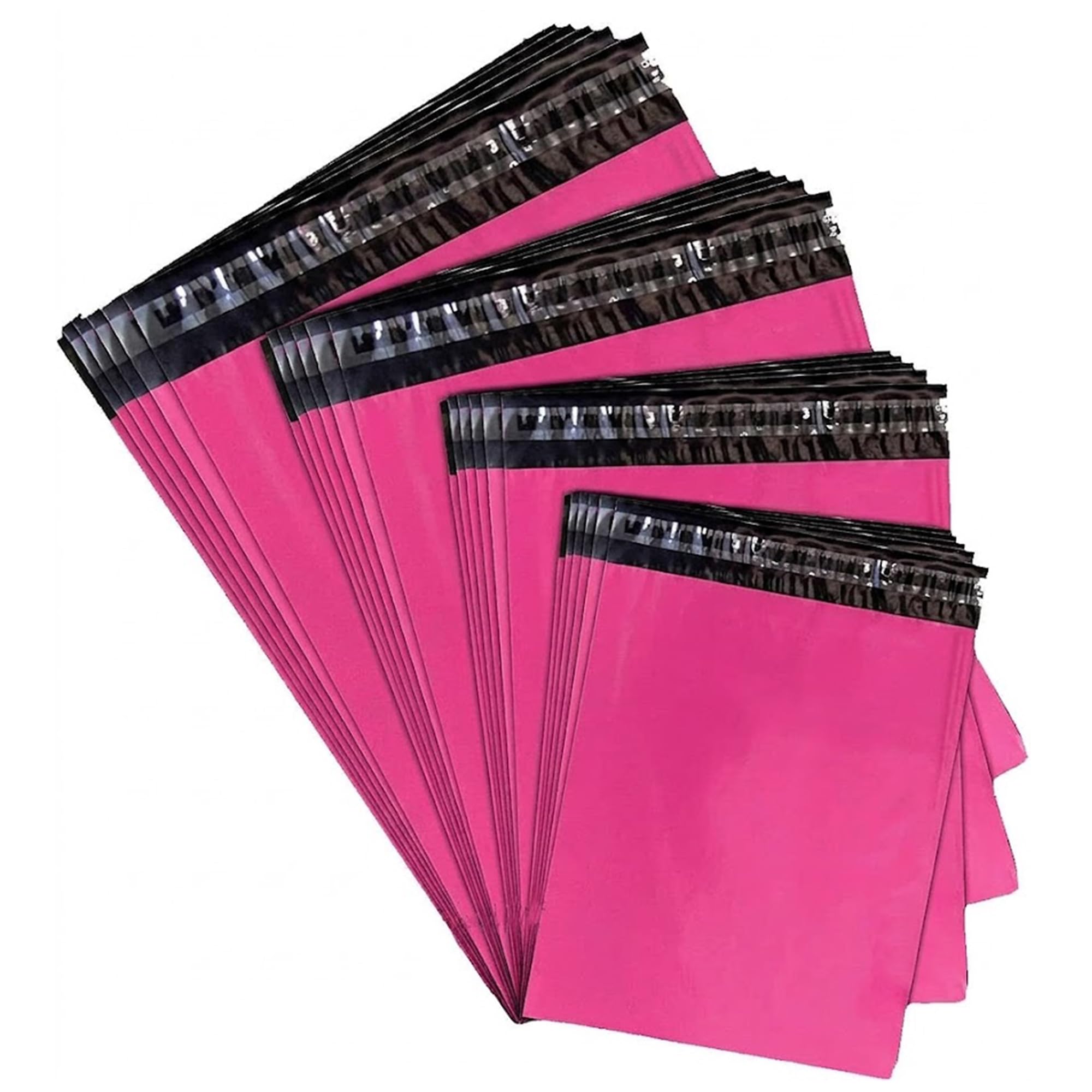 Tezraftaar® 100 x Pink Mailing Bags Self Seal Poly Postal Bags 10" x 14" Strong Waterproof Courier Packaging Envelopes Tear Resistant Polythene for Amazon Online Business Home Office — image 1