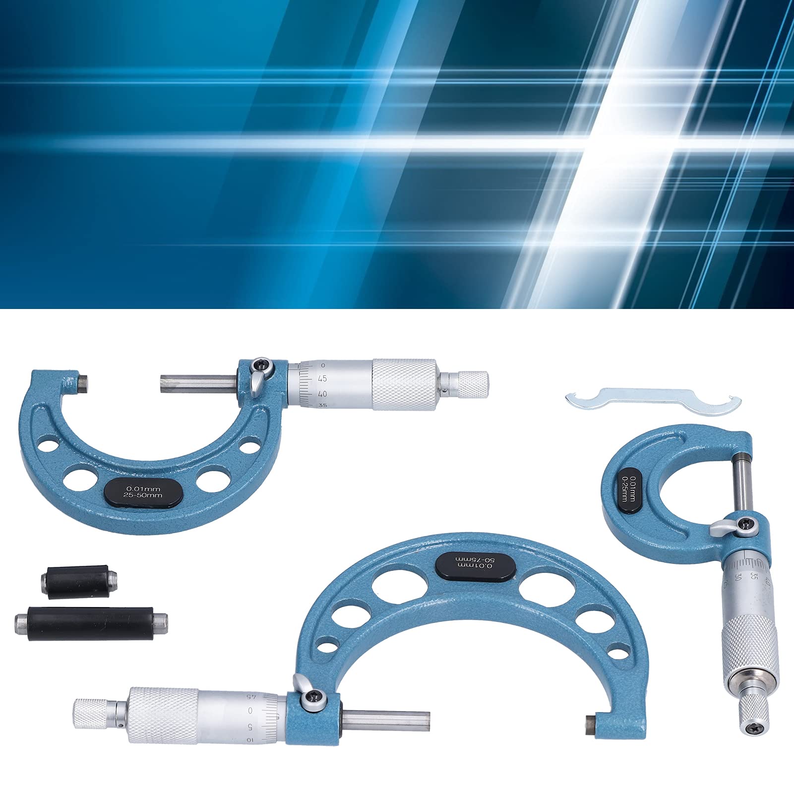 Yosoo Health Gear Außendurchmesser-Mikrometer aus Lagerstahl, Hochgenaues Mikrometer, 0,01 Mm, 0–25 Mm, 25–50, 50–75, für Maschinisten, Metallbearbeitungsinspektion und Präzise Teilemessung