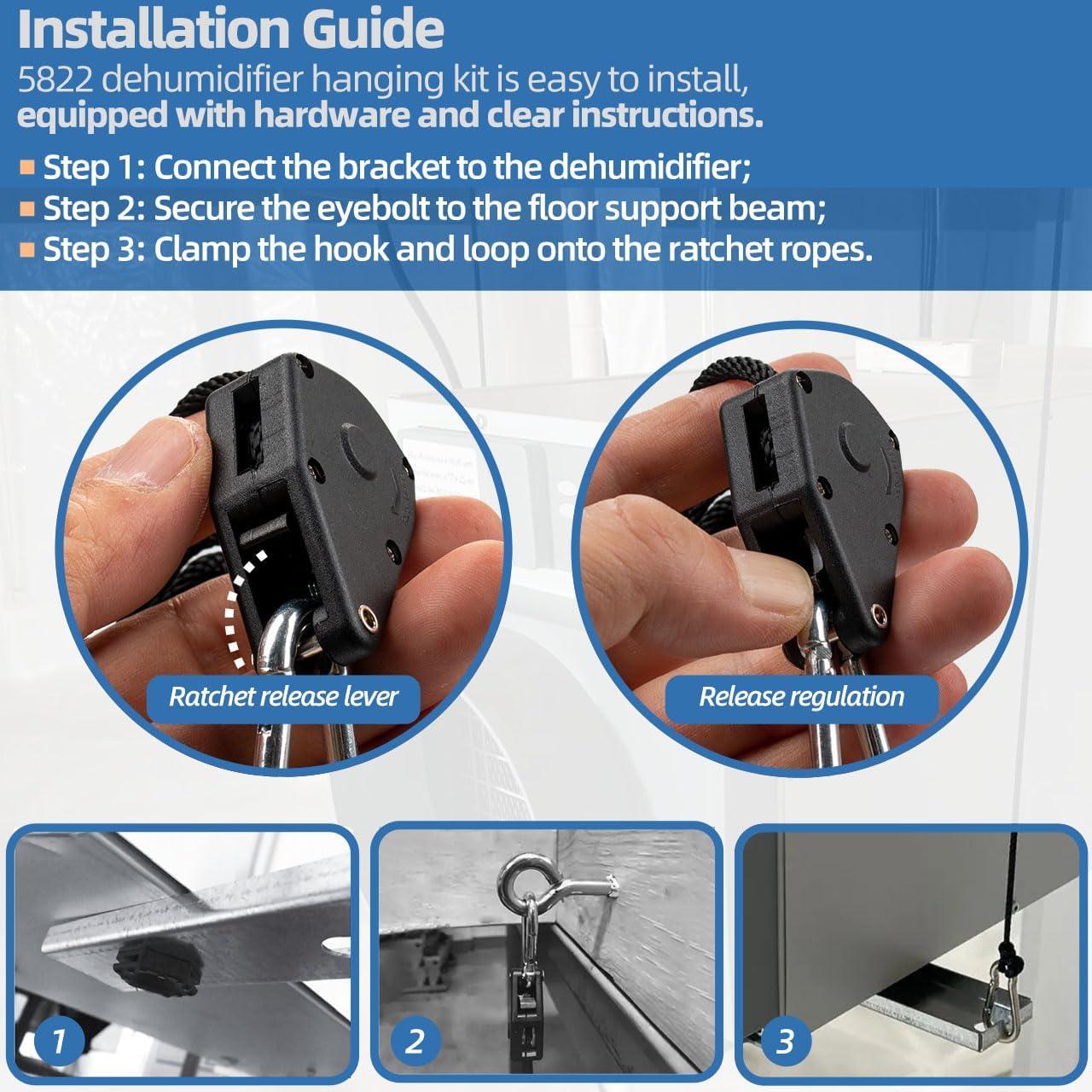 5822 Dehumidifier Hanging Kit for AprilAire Crawl Space, Basement, Whole-House Dehumidifier Models E070, E080, E100, E130, 1820, 1830, 1850, 1852, 1870, 1872 Dehumidifier Parts & Accessories