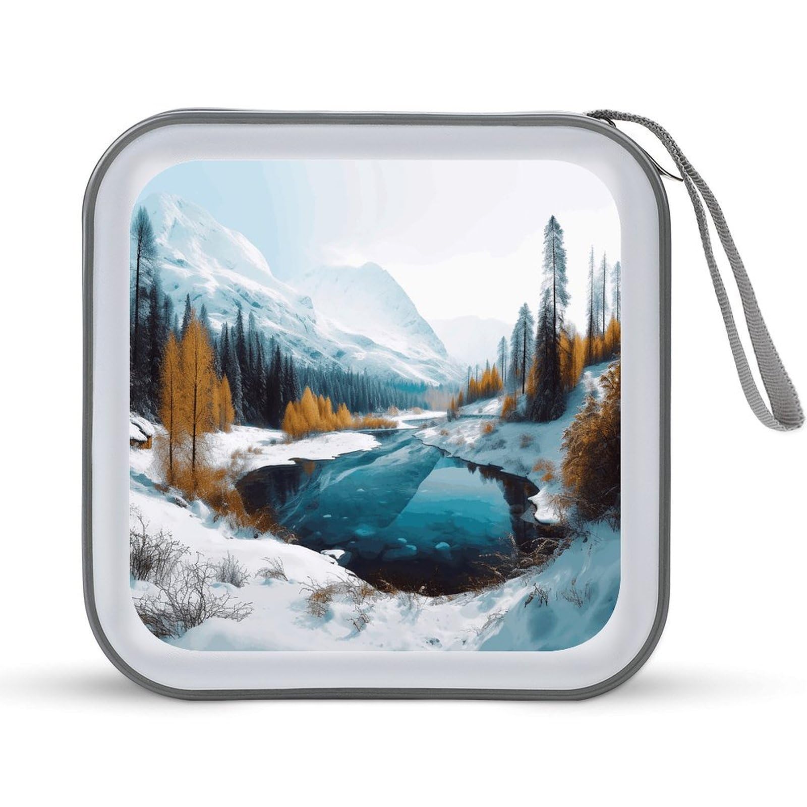 Estuche para CD rígido Winter Mountains portátil con cremallera de seguridad