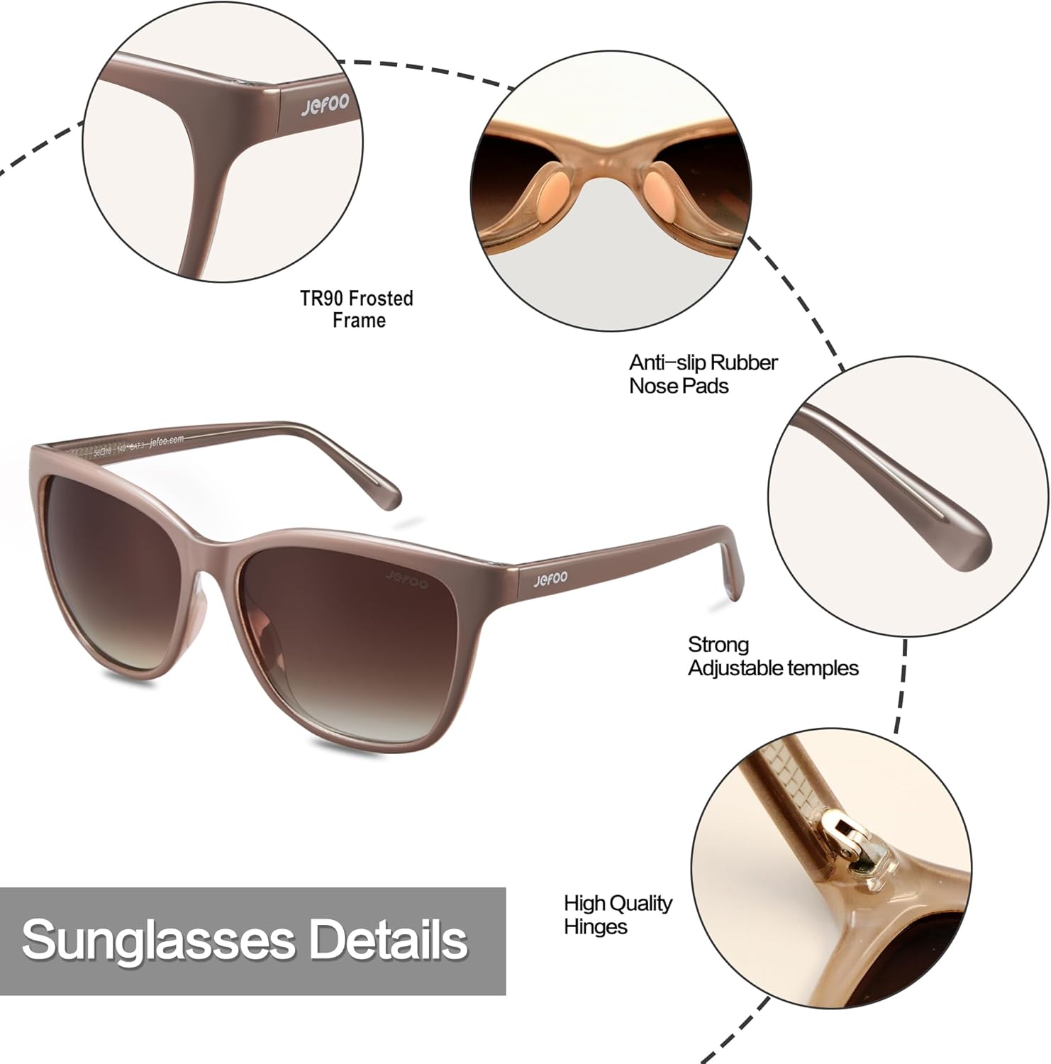 Jefoo Retro Polarized Sunglasses for Men women UV400 Protection for Driving Fishing Hiking Golf Outdoor Sport Glasses