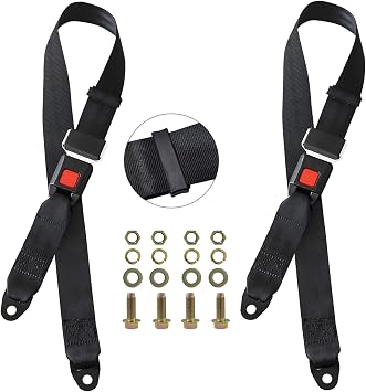 iLSKW Golf Cart Seat Lap Strap Belts Kit Universal Golf Cart Belt Kit Front Rear for EZGO, Yamaha, Club Car, Go Kart, UTV a Pair Not Include Bolts