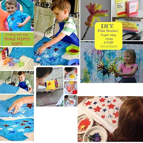 Miniatura 5 de Juego de pintura para niños pequeños, kit de herramientas de pintura de 57 piezas con bata de arte, kits de esponja de pinceles de pintura para