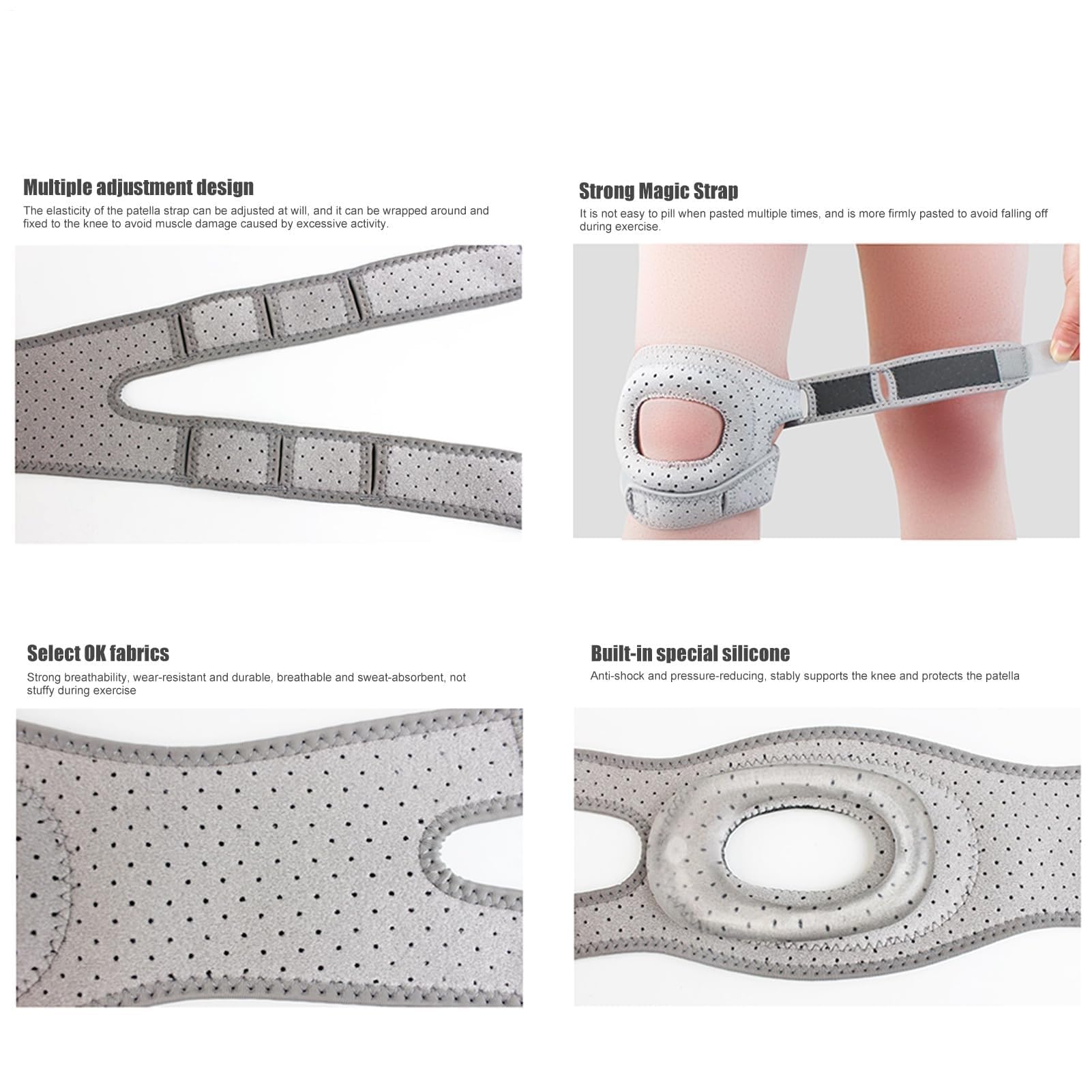 Genouillere Arthrose Genou Ecopatch, RéGlable Orthorotule Sofela, Unisexe GenouillèRe Rotulienne, pour Les Coureurs, Tennis, Arthrite Rotule(I,S/M)