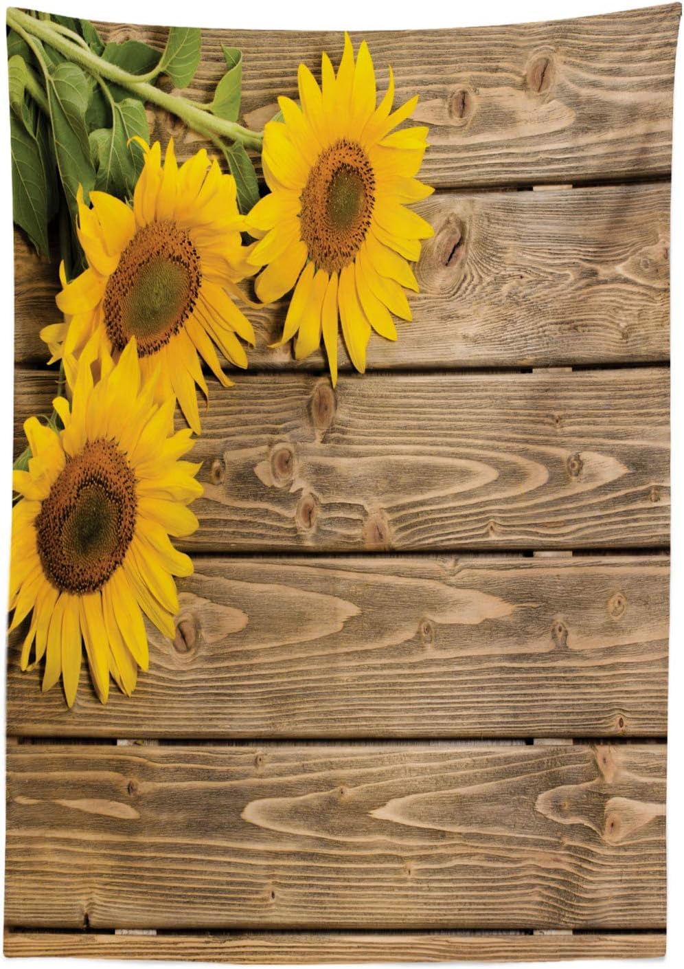 Mantel Mesa Rectangular Girasol, Manteles Antimanchas Tablero de Madera Vintage, 3D Impresión Mantel Impermeable Lavable para Cocina Salón Comedor, 140x300 cm Q/P5250