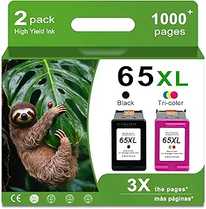 65XL Black Color Combo Remanufactured Ink Cartridge Replacement for HP Ink 65 HP65 XL HP65XL for Envy 5055 5000 5052 5010 5070 5014 Deskjet 3755 3700 3772 2600 3752 2652 2655 2622 2640 Printers,2 Pack