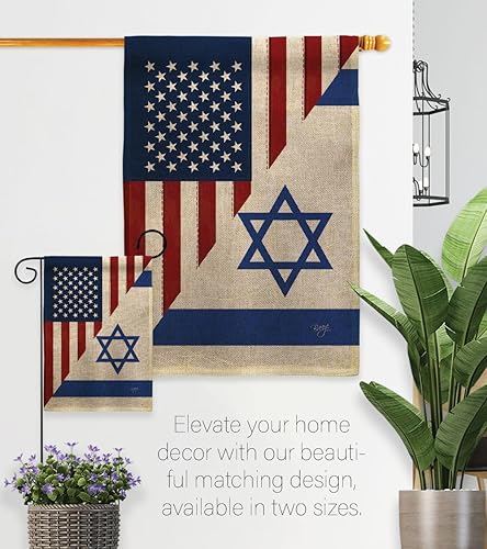 Miniatura 8 de Juego de soportes para colgar en la pared de la bandera israelí de Israel con bandera estadounidense, soporte para poste de arpillera de jardín,