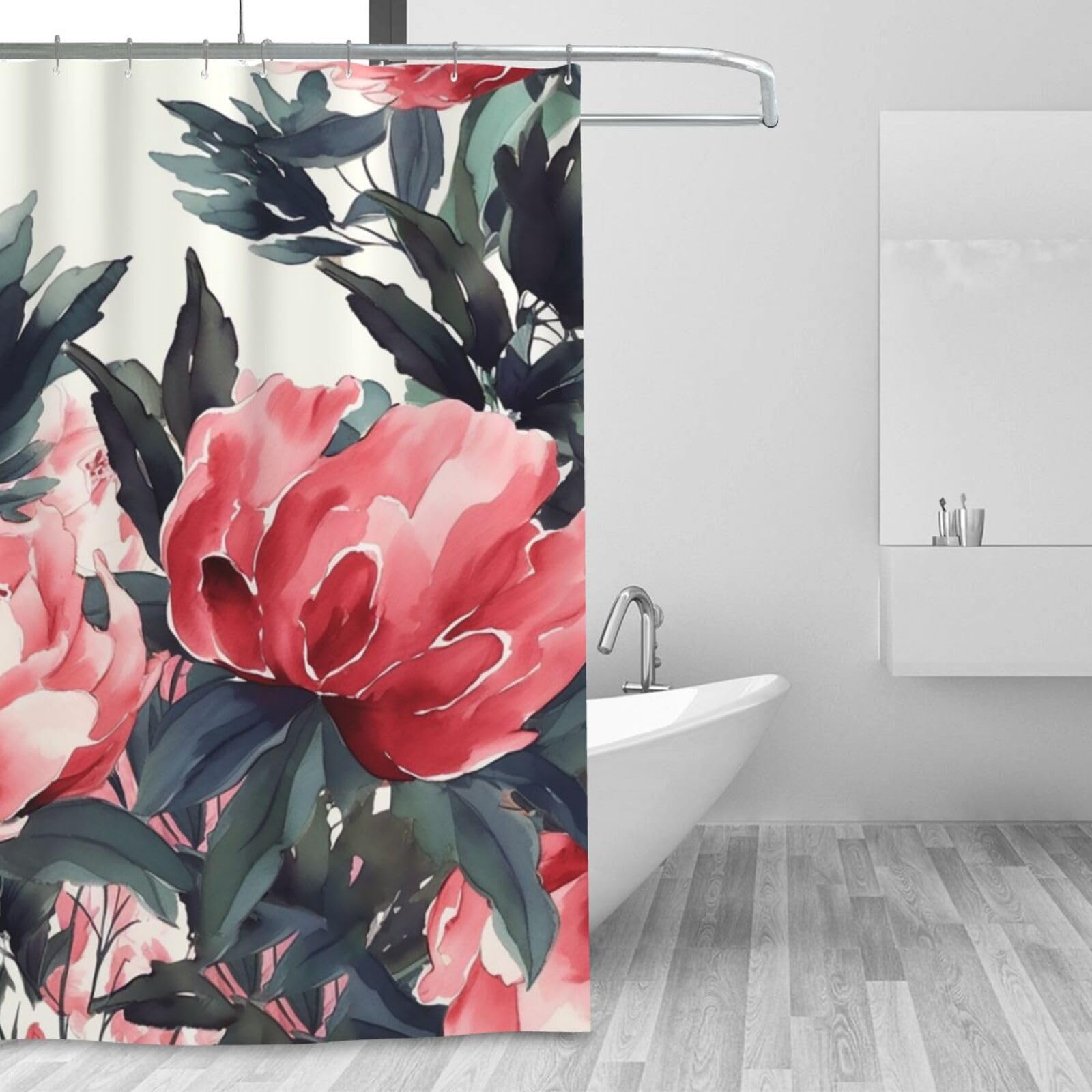 Rideau de douche imperméable 183x183 doublure baignoire tissu fleur