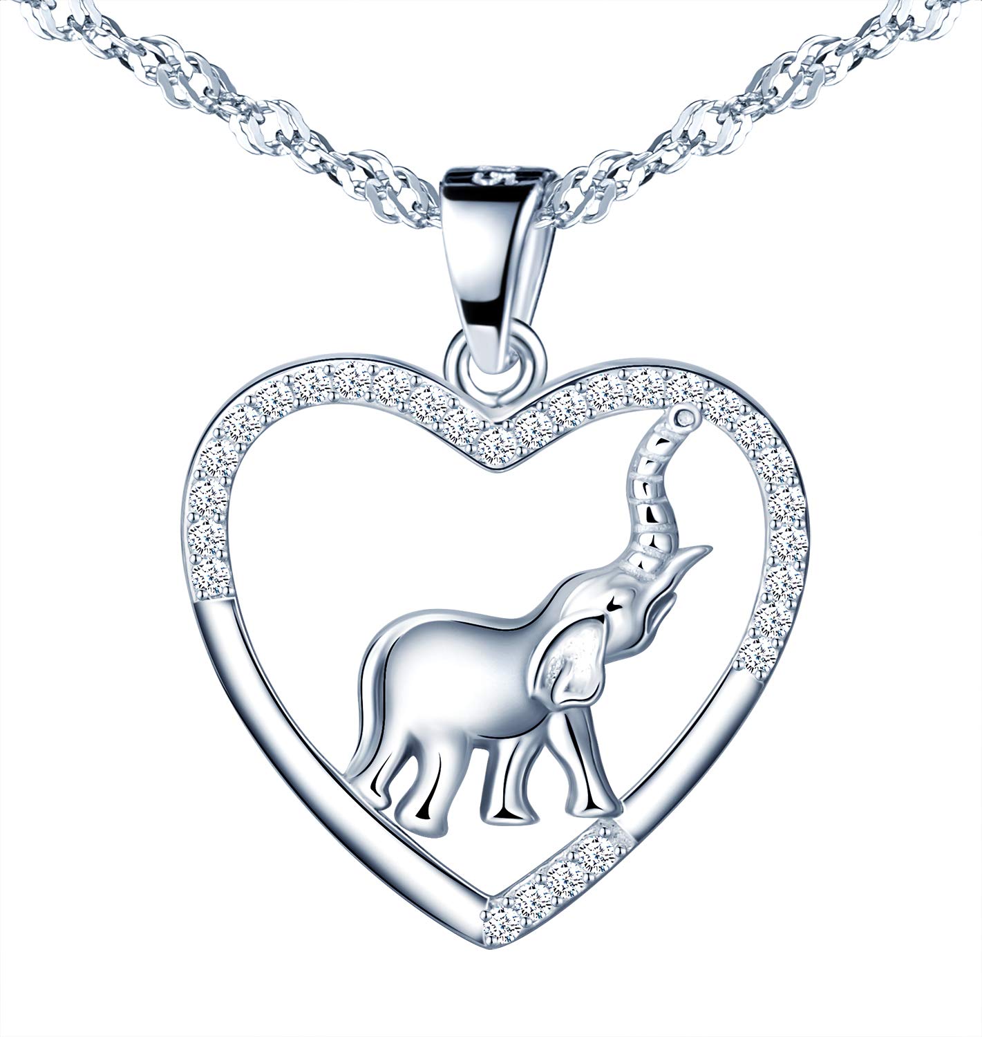 INFINIONLY Collana da donna ragazza, Parure di gioielli Collana in argento sterling 925, collane ciondolo simbolo dell'infinito e elefante, intarsio in zirconio, argento