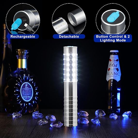 WILON 2 Pcs Upgrade LED Bottle Service Lights, Silver