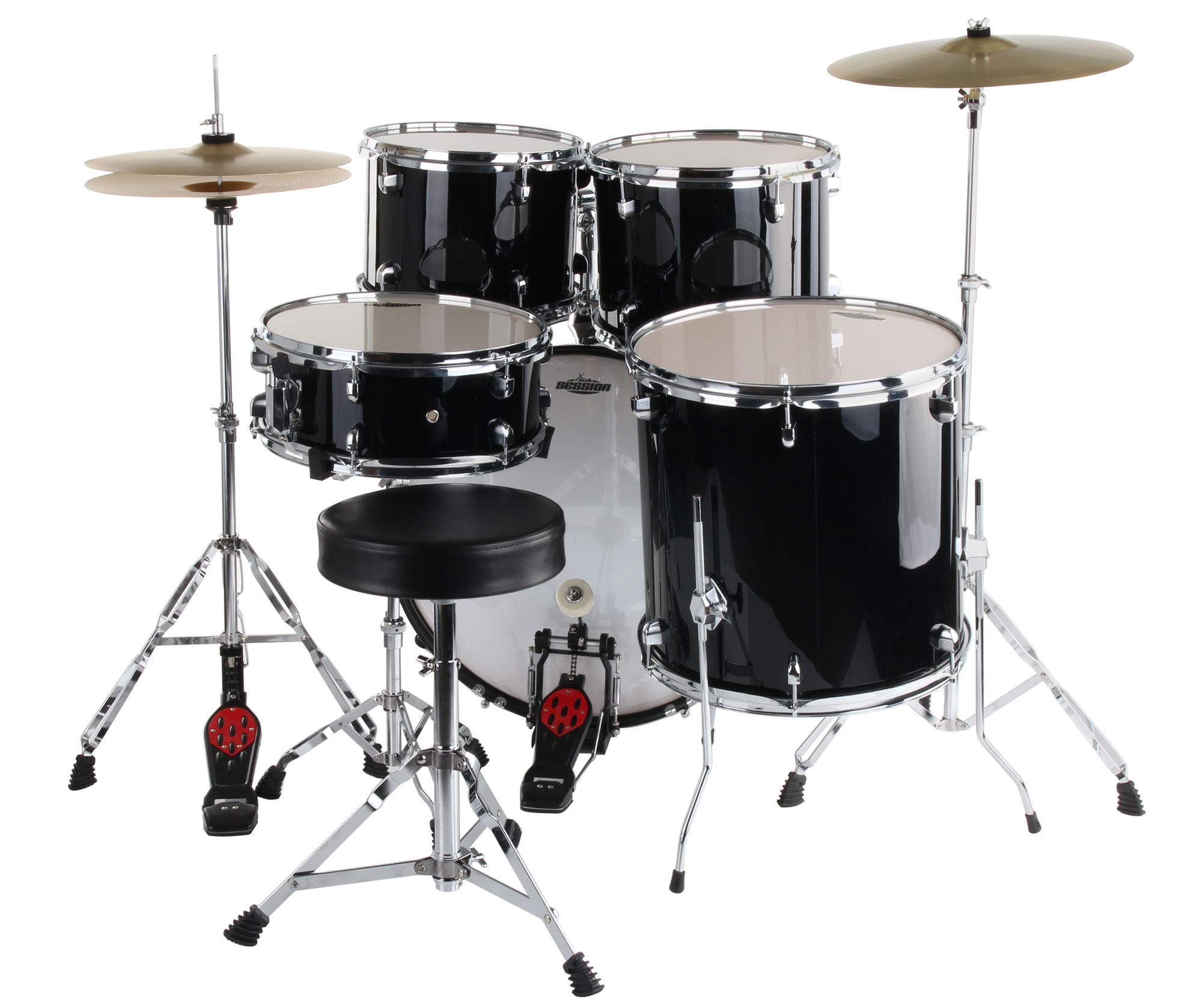 XDrum Semi 22" Standard Schlagzeug Midnight Black - 22" BD, 12" TT, 13" TT, 16" FT, 14" SD - Set inkl. Dämpfer - Schwarz