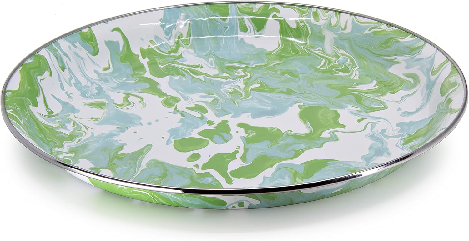 Golden Rabbit Enamelware Large Serving Tray, 20 inch, Modern Monet