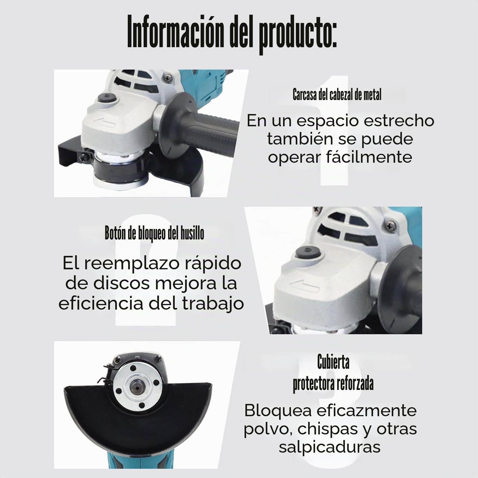 21V 125mm Amoladora Bateria, Amoladora Angular, Motor sin Escobillas