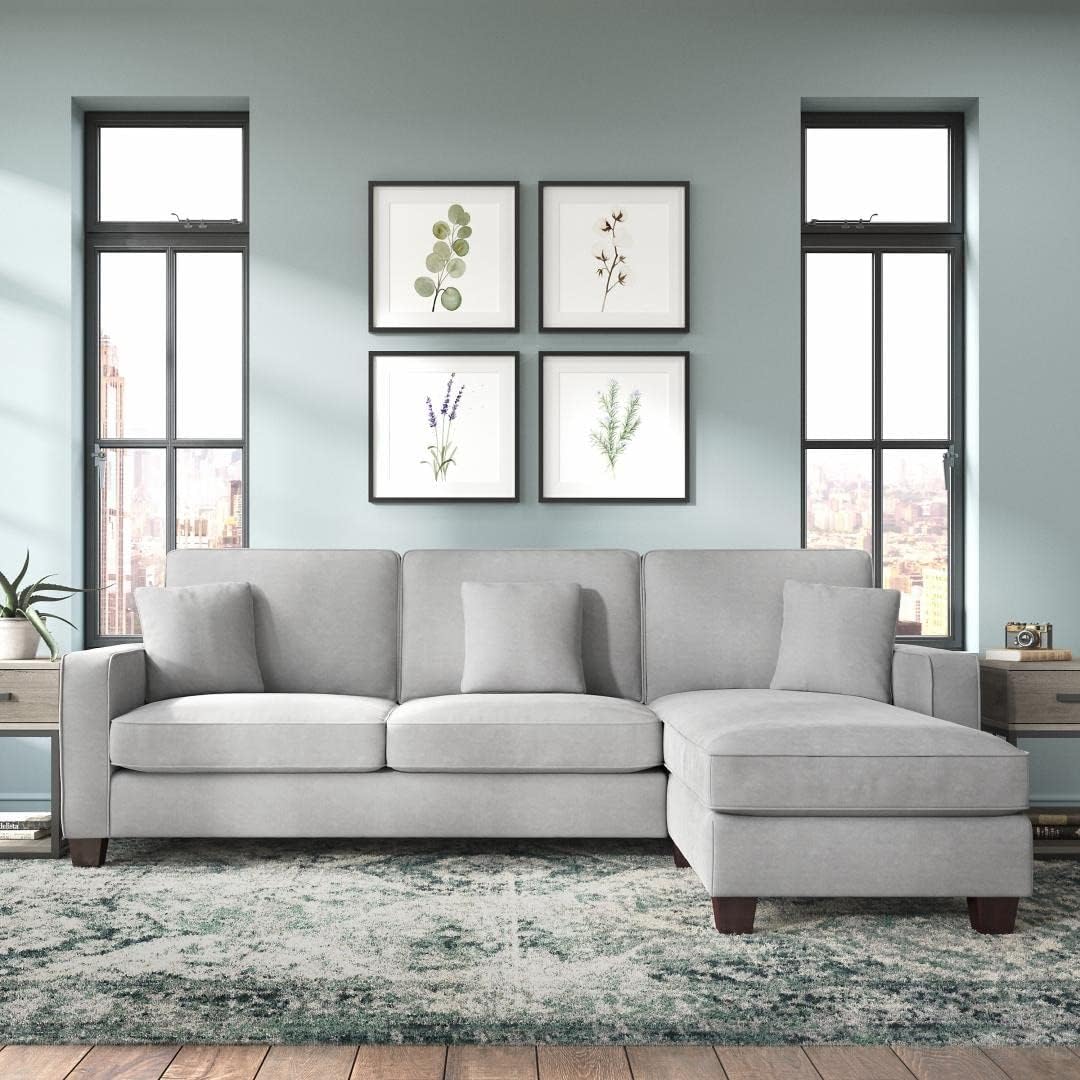 Torque - Moscow 4 Seater Mini L Shape Fabric Sofa Set for Living Room (Right Side, Light Grey) L Shaped 4 Seater Sofa for Home, Office Furniture-image-23