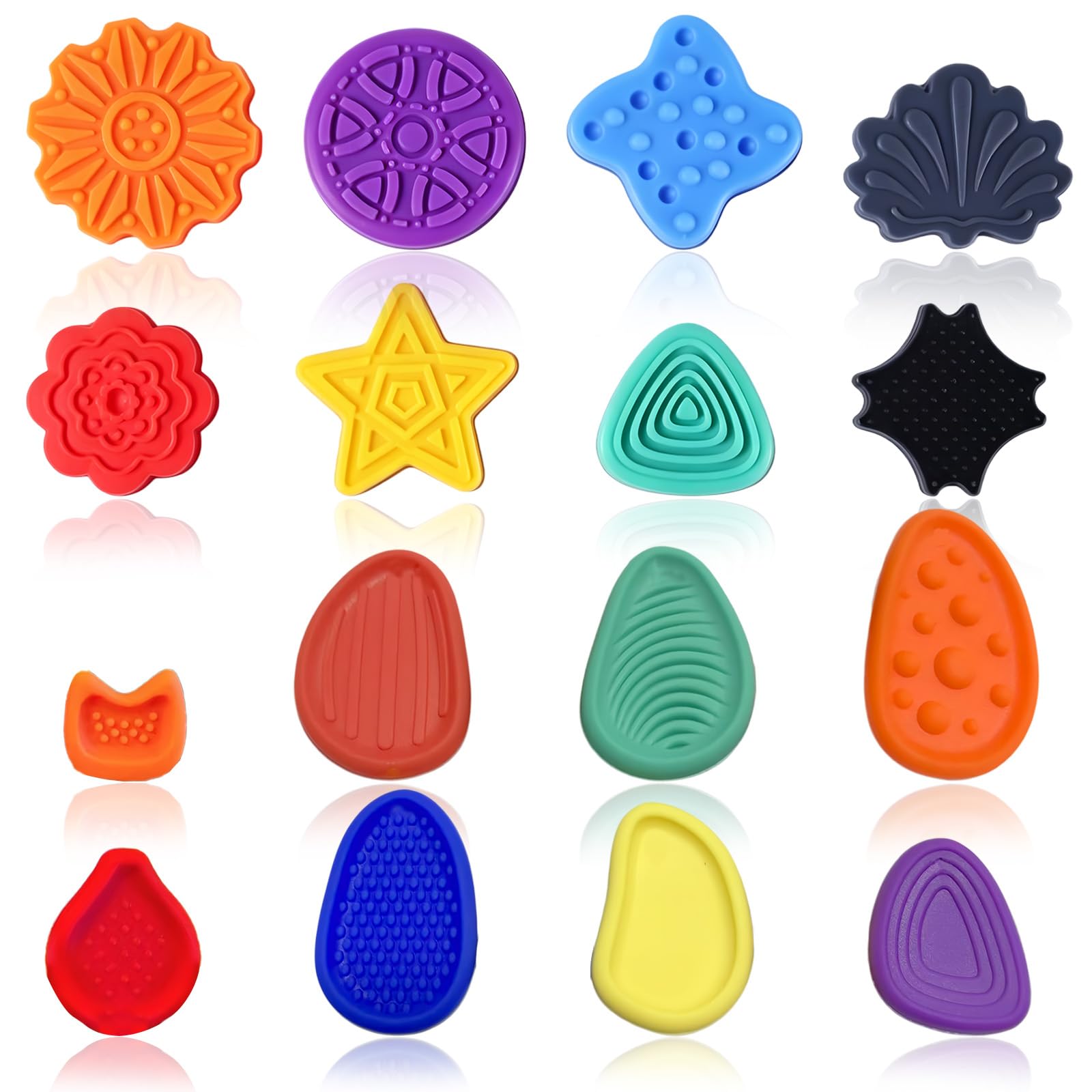16 Pcs Worry Stones for Kids, Soft Textured Fidget Toys for Kids Autism Sensory Toys Fidgets Anxiety Relief Sensory Stones，Kid Autism Adhd Focus Tools and Stress Relief Gift