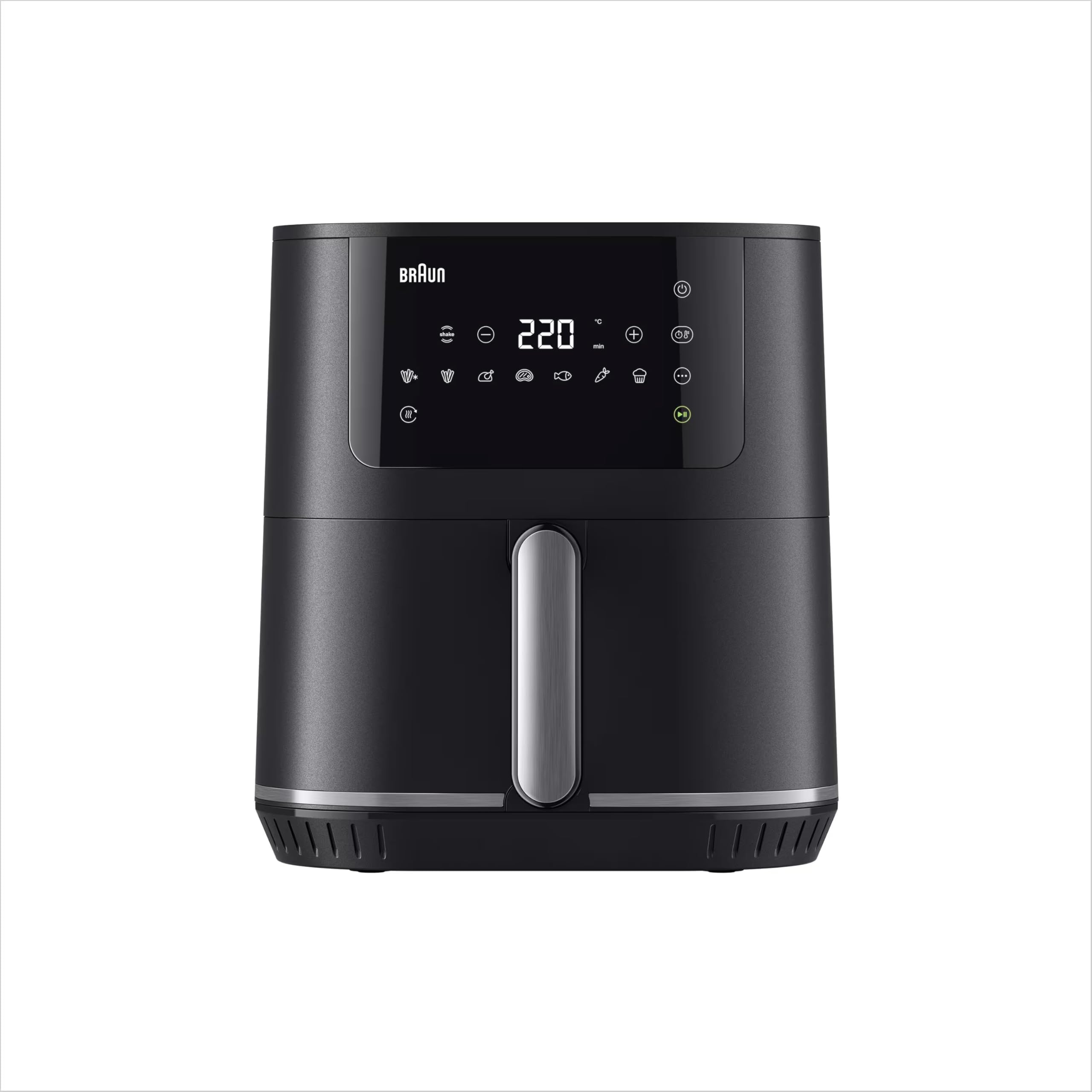 Braun MultiFry 5 HF5030IBK, Freidora de Aire, Capacidad 6L, Control Digital Temperatura 80-200°, Tecnología RealAir, 8 Configuraciones Predeterminadas, Táctil, Cesta Lavable Lavavajillas, 1700W, Negro