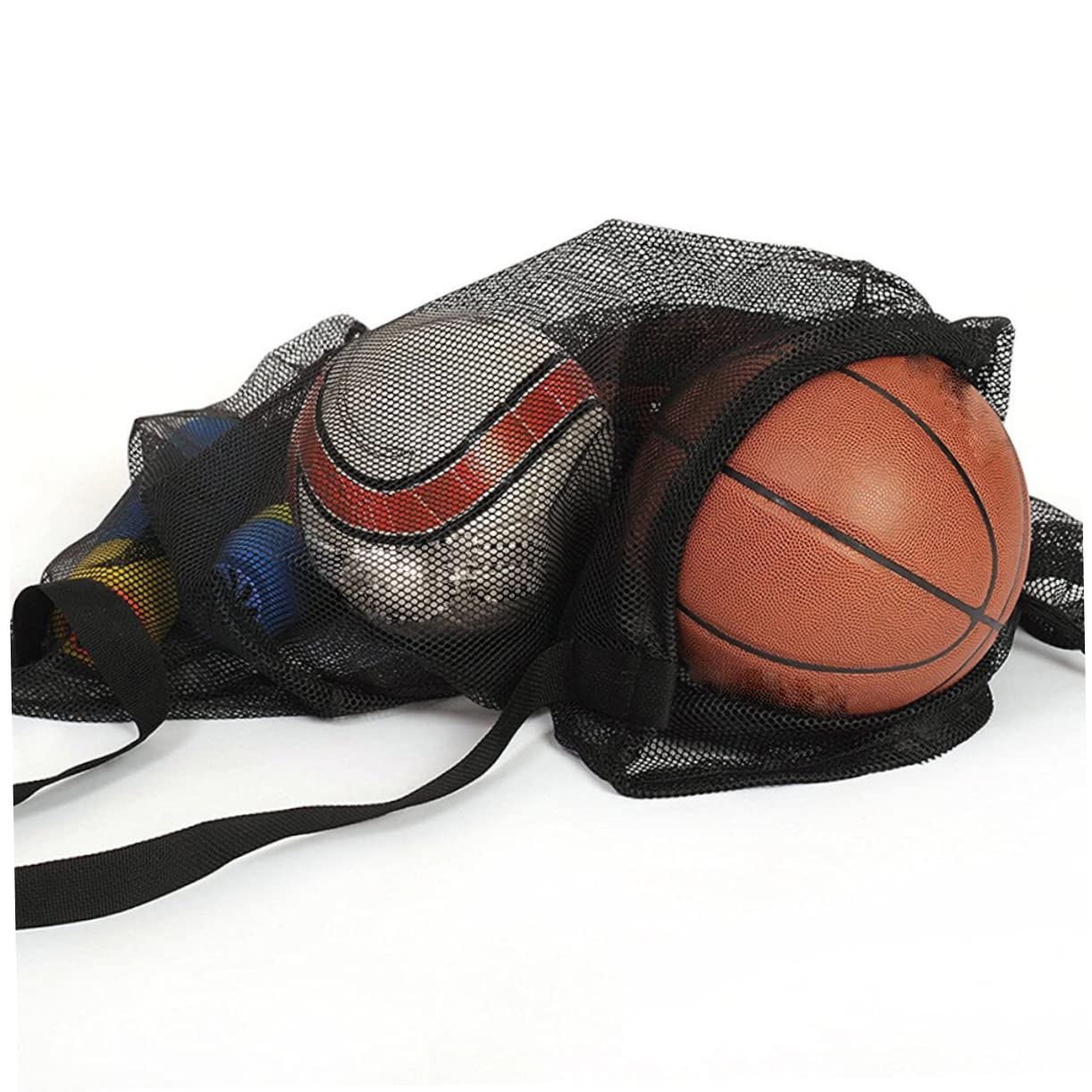 TOYANDONA Borsa sportiva borsa da calcio per palloni Borsa da ginnastica di grandi dimensioni borsa da calcio netto borsa da calcio con coulisse borsa a rete da basket poliestere Nero