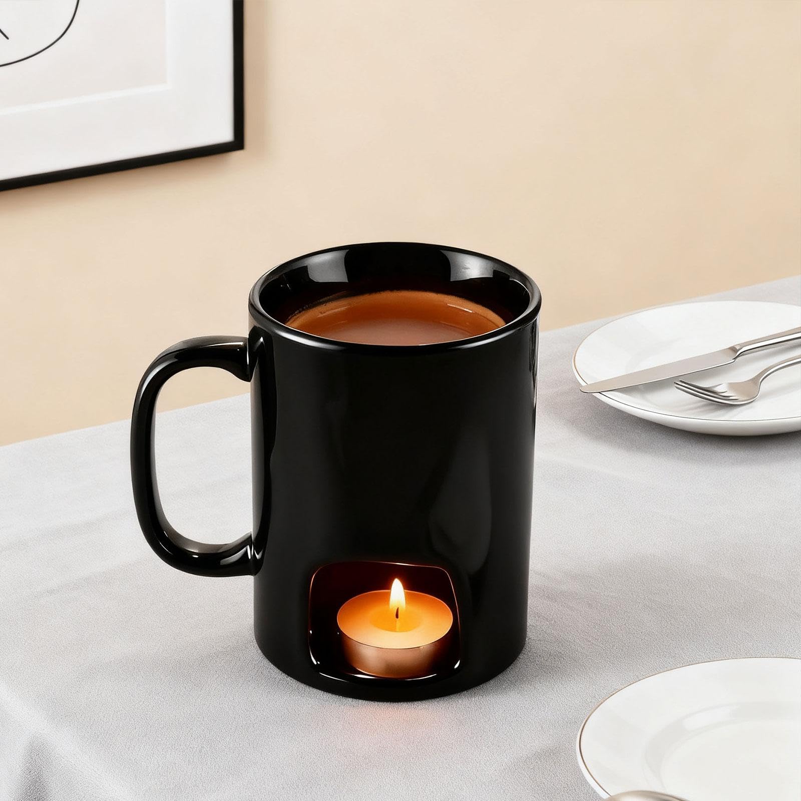 Milageto Pentola per fonduta, tazza per sciogliere, elettrodomestici da cucina per fonduta in ceramica, pentola calda per caramelle per
