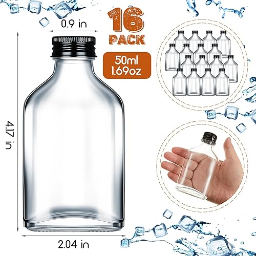 Miniatura 2 de Patelai 16 botellas de vidrio transparente con tapas, mini frasco de vidrio, botellas de licor, botellas vacías de alcohol, pequeño recipiente de