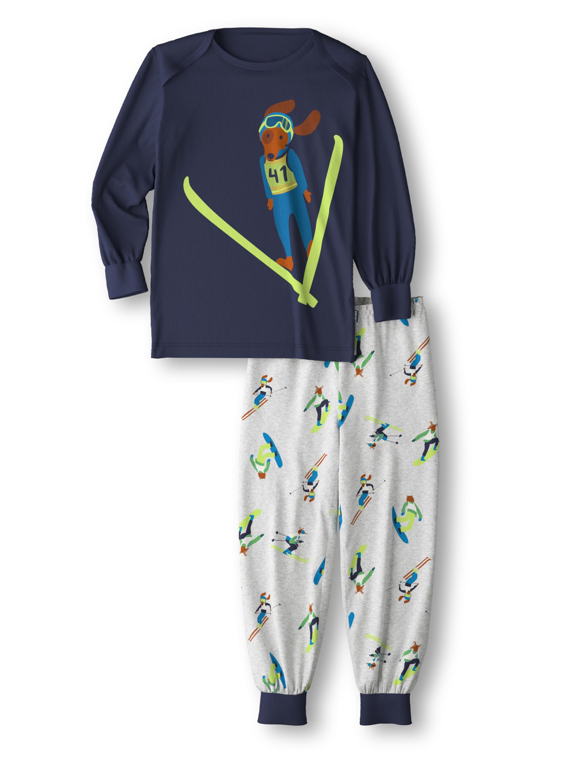 CALIDA Toddlers Bündchen-Pyjama Kinder, aus 100% Bio-Baumwolle, mit weichen Rippbündchen an den Abschlüssen